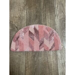 Anthropologie Pink Beaded Chevron Clutch Purse Evening‎ Bag
